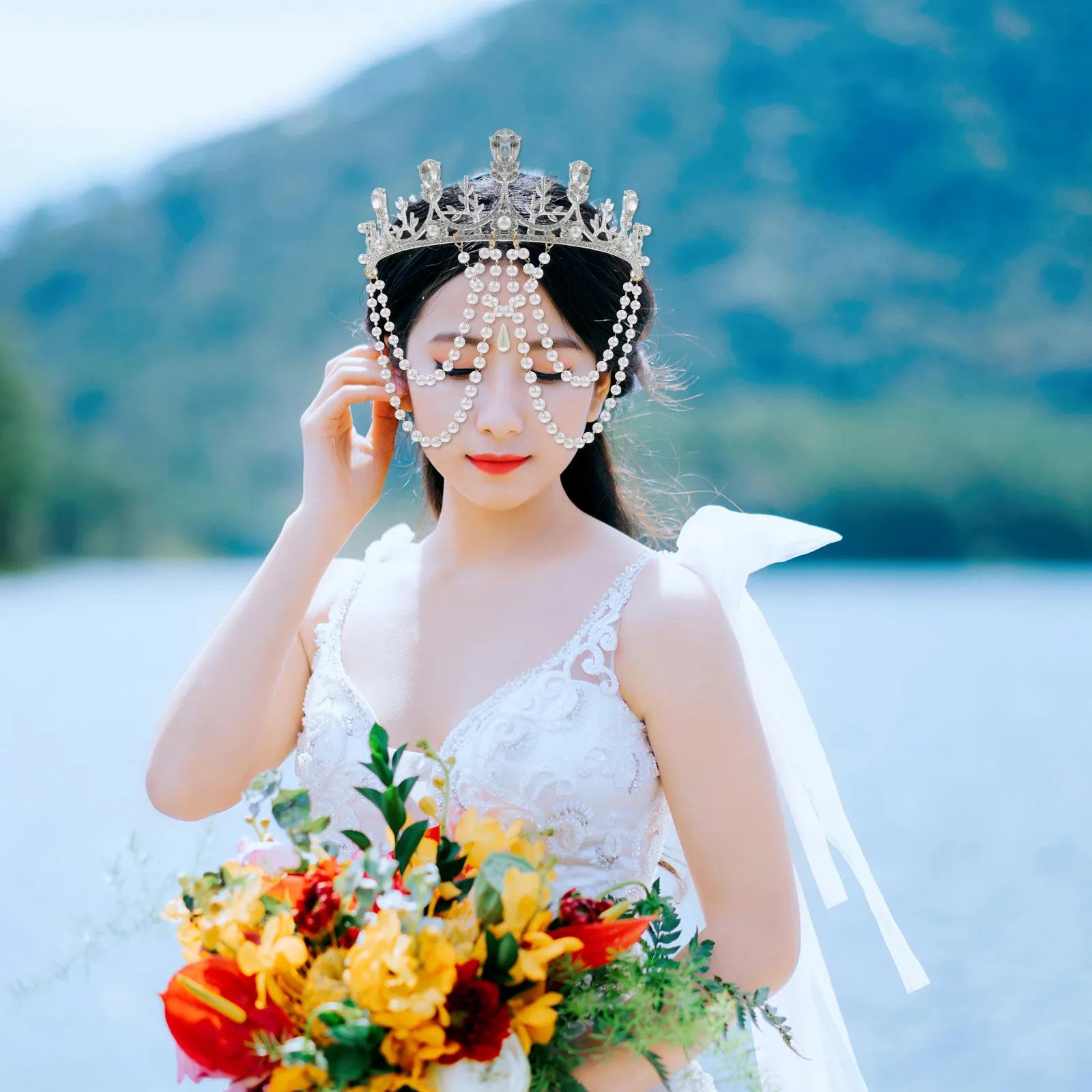 

1 шт. повязка для волос со стразами, свадебный головной убор, праздничное украшение для волос, изящная корона в стиле Лолита для невест