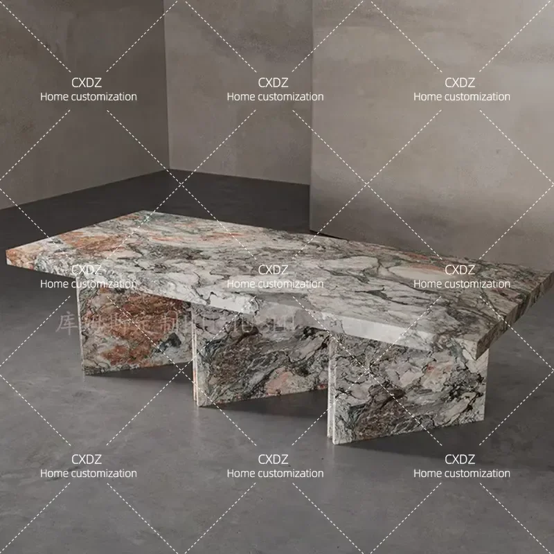 Natural Stone Dining Table Rectangular Luxury Household Dinner Table for Villa Living Room Modern Minimalist Furniture