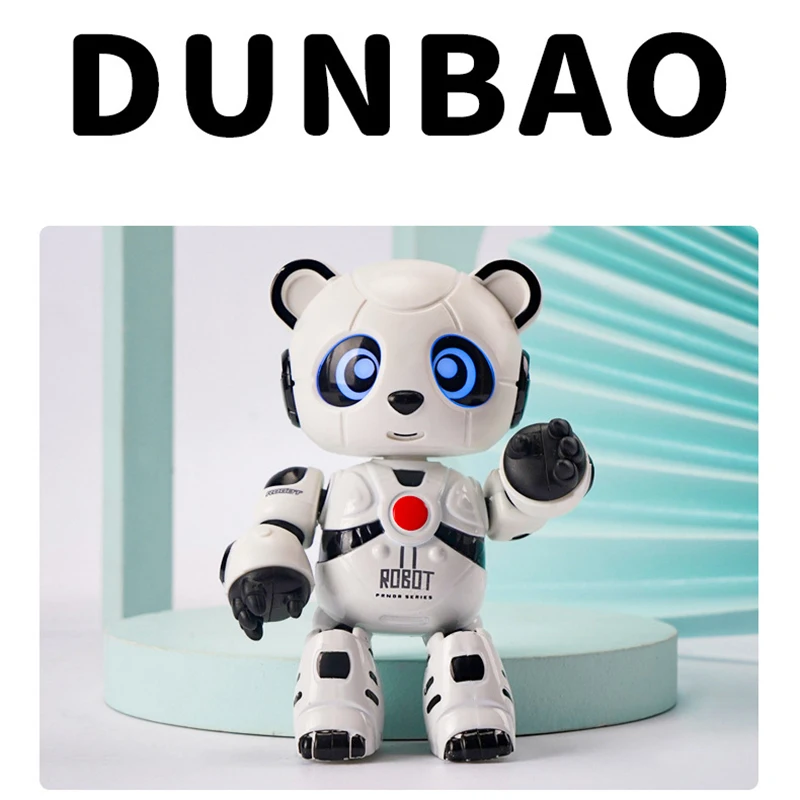 Alloy Toys Smart robots Panda Animal Model Action rc Electric Touch Recording Voice Robot Rotating Light Toys Gifts For Children