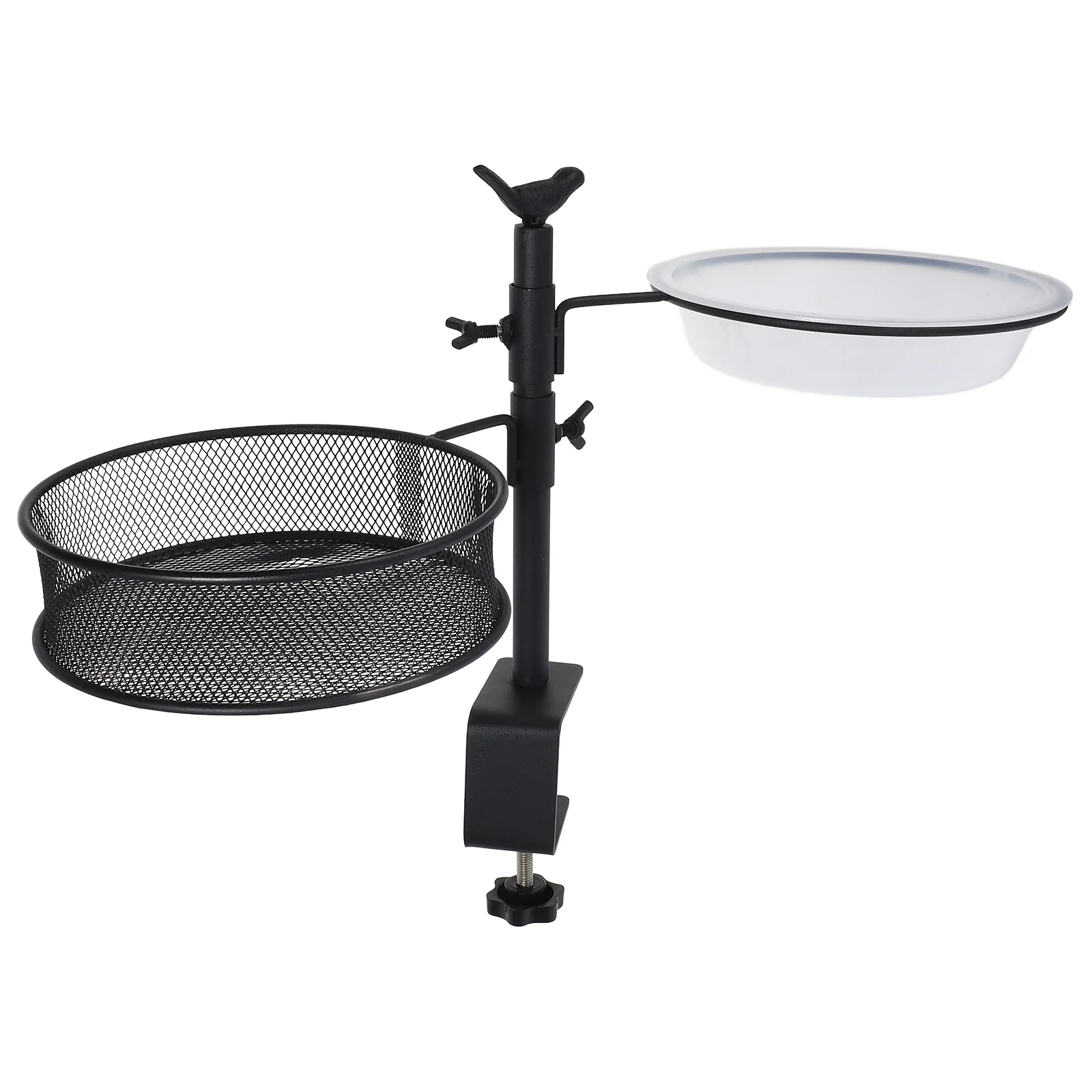 

Birdbath Deck Rail Feeder Water Bowl Tray Decorative Serving Mesh Hanger for Basin Hanging Detachable Metal Balcony