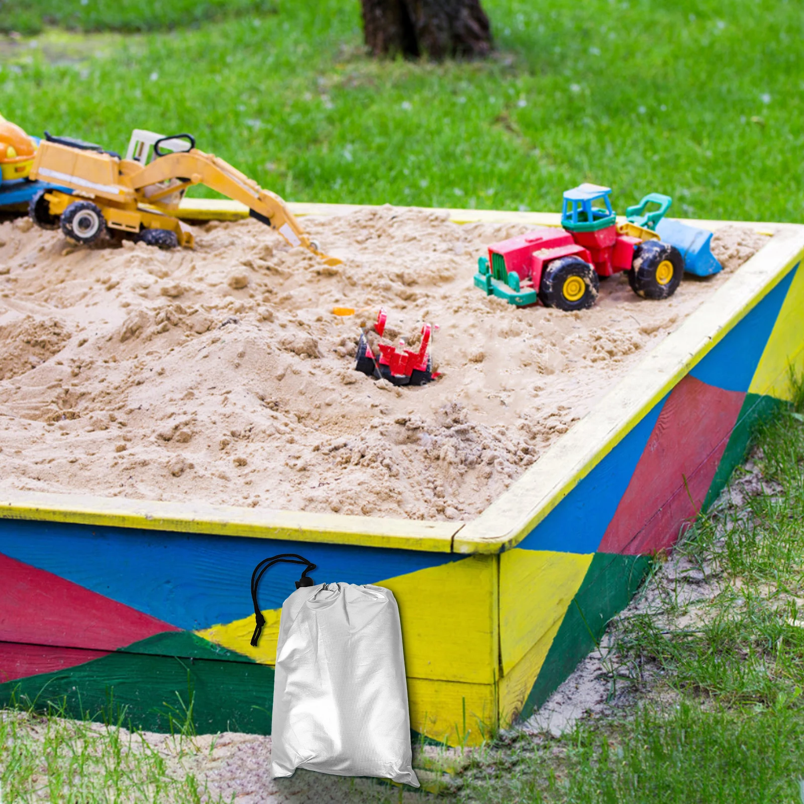 

Waterproof Oxford Cloth Sandbox Cover Pool Protective Cover With Drawstring Durable Weatherproof Sun Protection Foldable