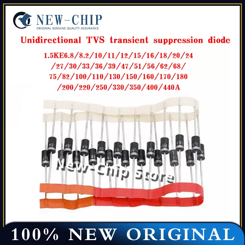 Diodo de supressão do transistor-tevês, 1.5KE6.8A, 1.5KE7.5A, 1.5KE8.2A, 1.5KE9.1A, 1.5KE810A, 1.5KE812A, 1.5KE813A, 1.5KE816A, lote 20 PCes