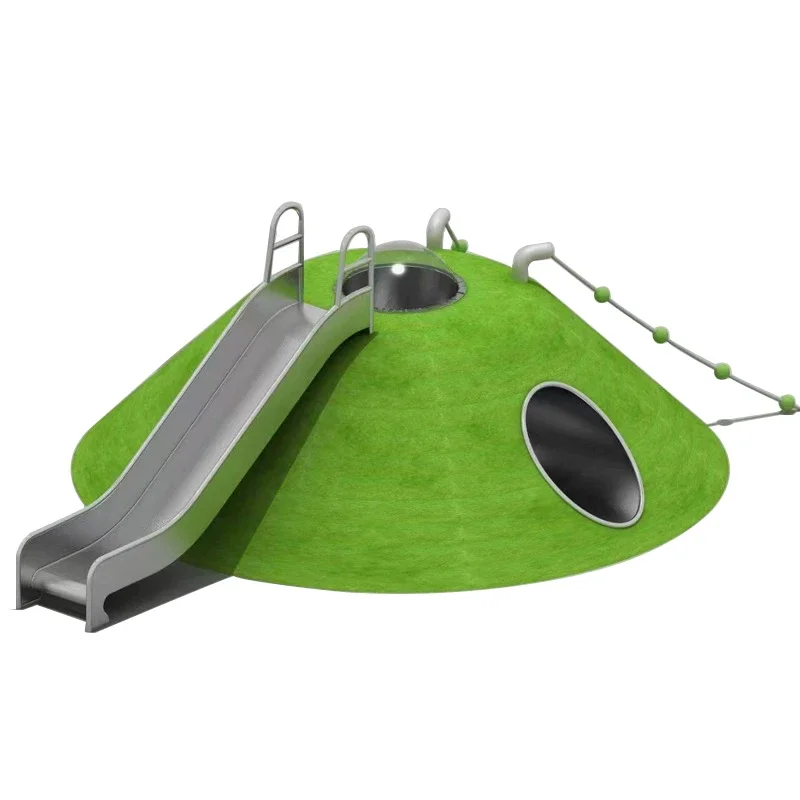 Outdoor stainless steel drilling hole flat slide, children's tunnel climbing amusement park equipment customization