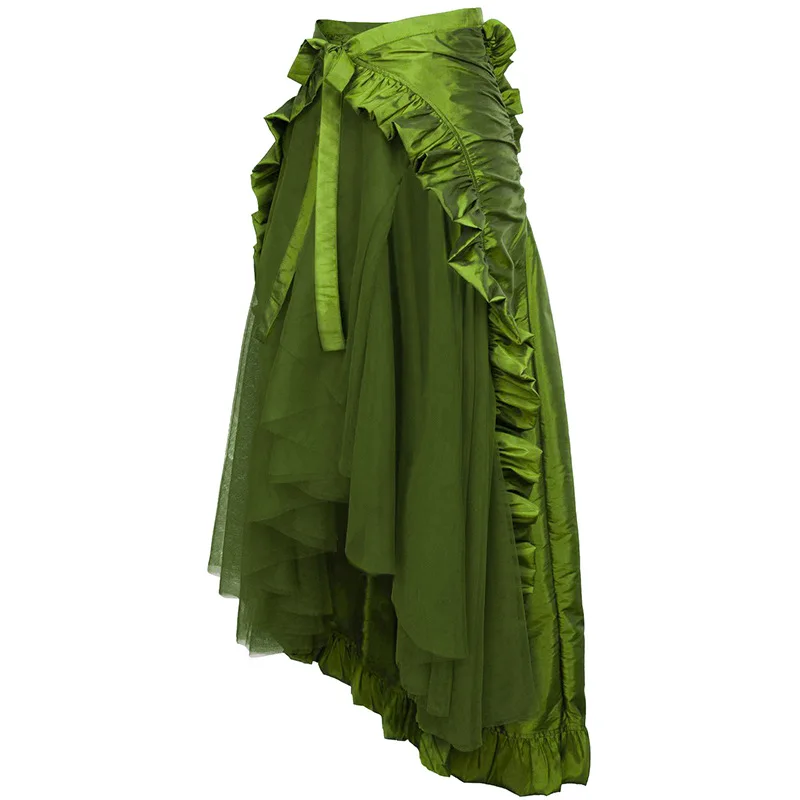 

European American Women's Steampunk Gothic Wrap Dress Victorian Era Ruffled Pirate Skirt