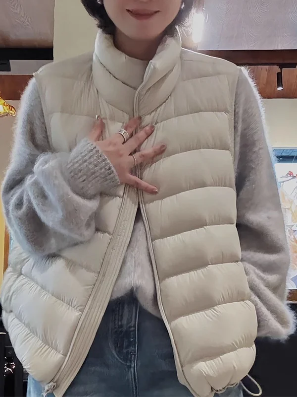 

Женский утепленный хлопковый жилет с воротником-стойкой, осенне-зимний, свободный, теплый, на молнии, без рукавов, однотонный