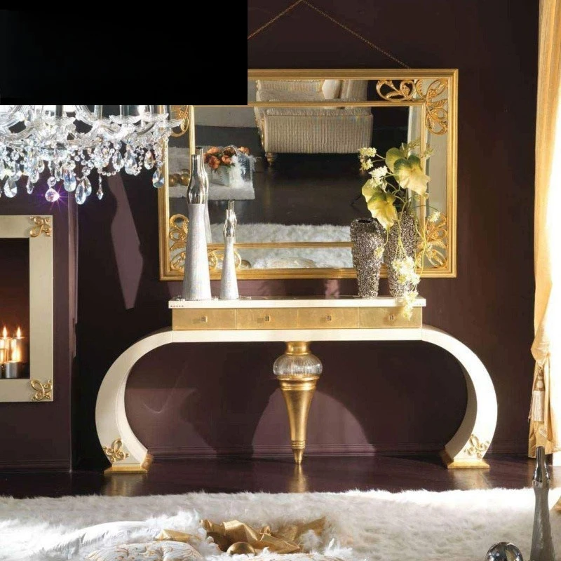 

bedroom neoclassical solid wood carving flower makeup table luxury large apartment foyer entrance desk entrance table