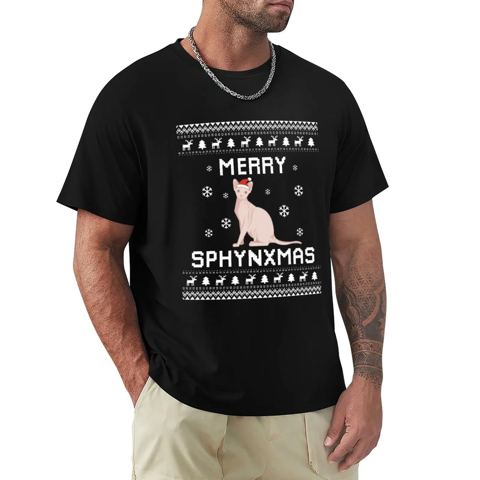 

Sphynx Cat Lover Christmas Ugly Xmas Sweater Sphynx Gift T-Shirt custom t shirt sports fan t-shirts mens t shirts casual stylish