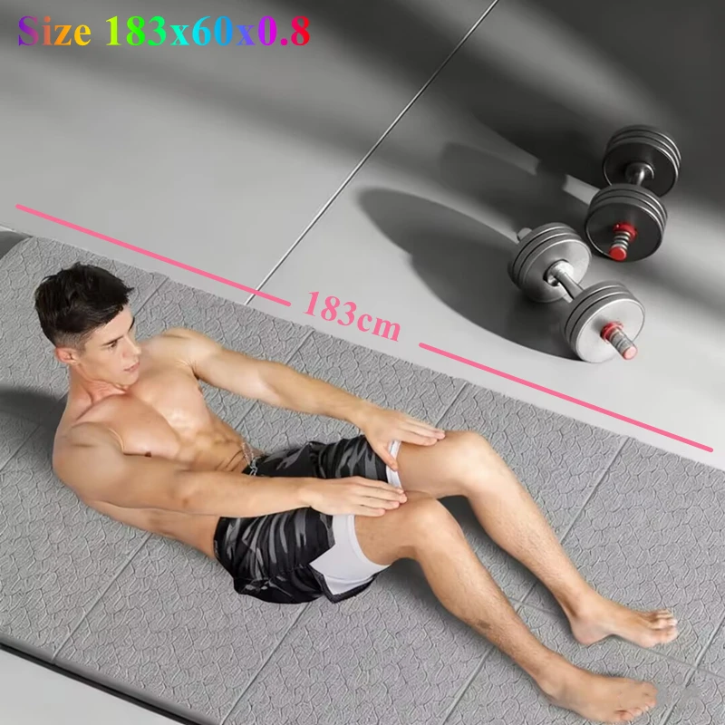 183x60x0.8cm Foldable PVC Yoga Mat Extra Thick Eco-Friendly Material, Non-Slip Design Fitness Mats, Multi-Purpose Workout Mats
