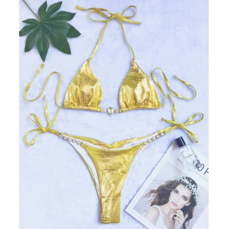 Sexy glanzende bikini's zwemkleding met strass dames badmode push-up braziliaanse bikini strand zwemkleding badpakken zwembadbader