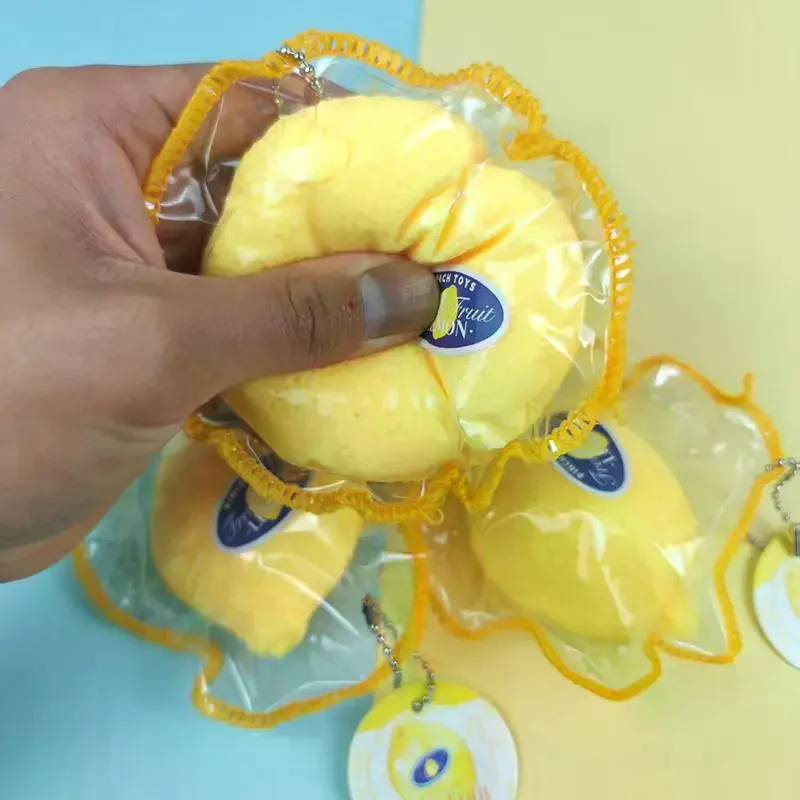 Packaged Simulation Lemon Toy PU Slow Rising Soft Fidget Toy Stress Relief ASMR Decompression Bag Charm Ornament