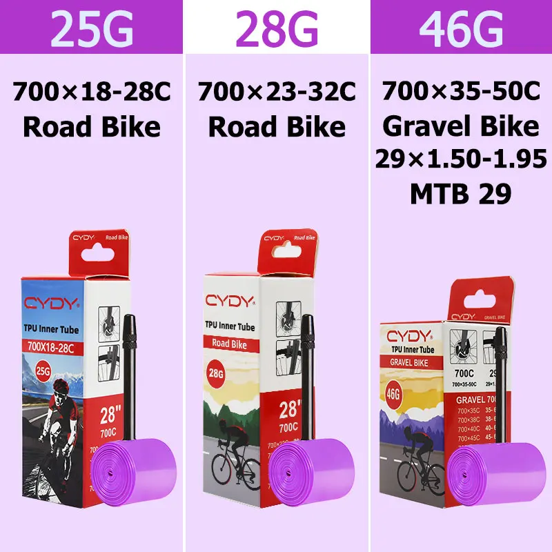 CYDY TPU Inner Tube Road Bicycle 700x18 23 25C 26 28C 30C 32C 35 38 40 45 50C Tire Bike GRAVEL MTB 29x1.5-1.95 pneu Camera Tyre