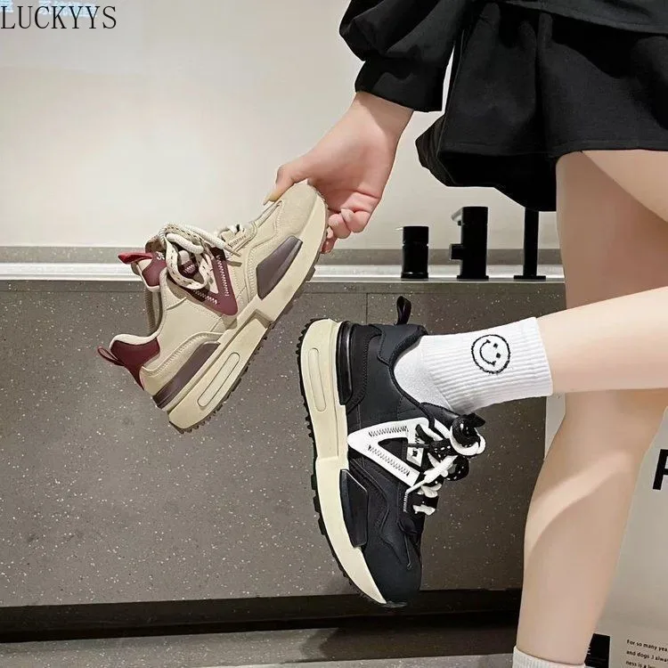 2024 nuove scarpe da ginnastica da corsa in solfuro di zinco da donna punta tonda moda Casual stile Preppy scarpe vulcanizzate da donna traspiranti