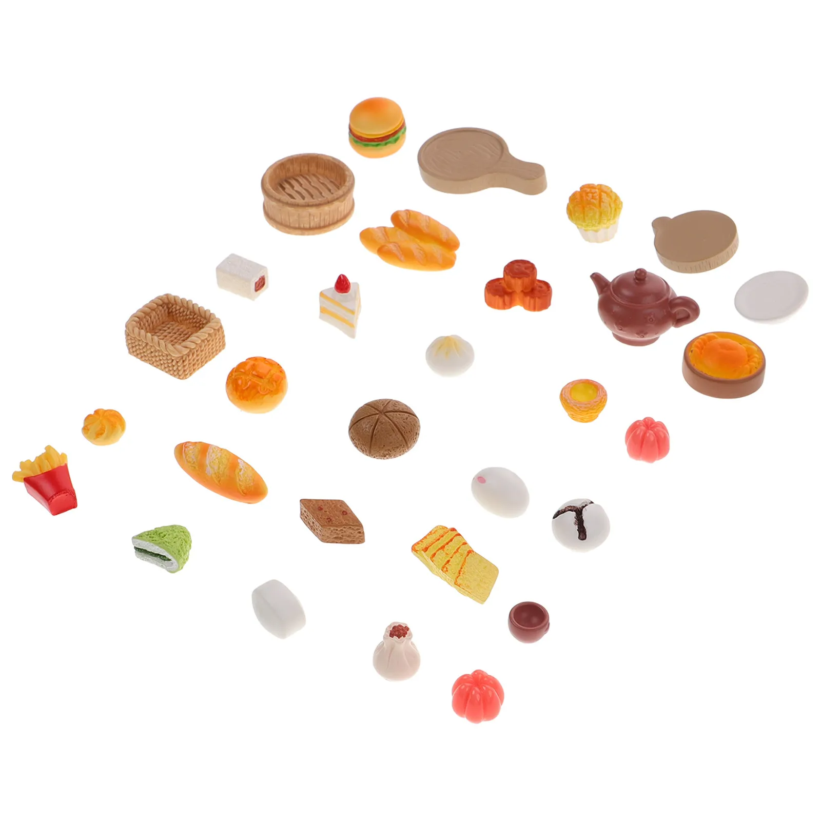 

30Pcs Miniature Micro Food Decorations Resin Miniature Kitchen Scene Pretend Play Mini House Decor Food Ornament for Photography