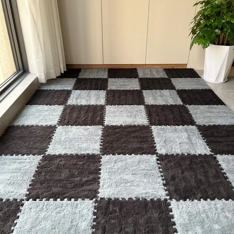 10/20 Piece Plush Foam Floor Mats Non Slip Square Interlocking Tiles Suitable for Bedrooms Living Rooms and Hallways
