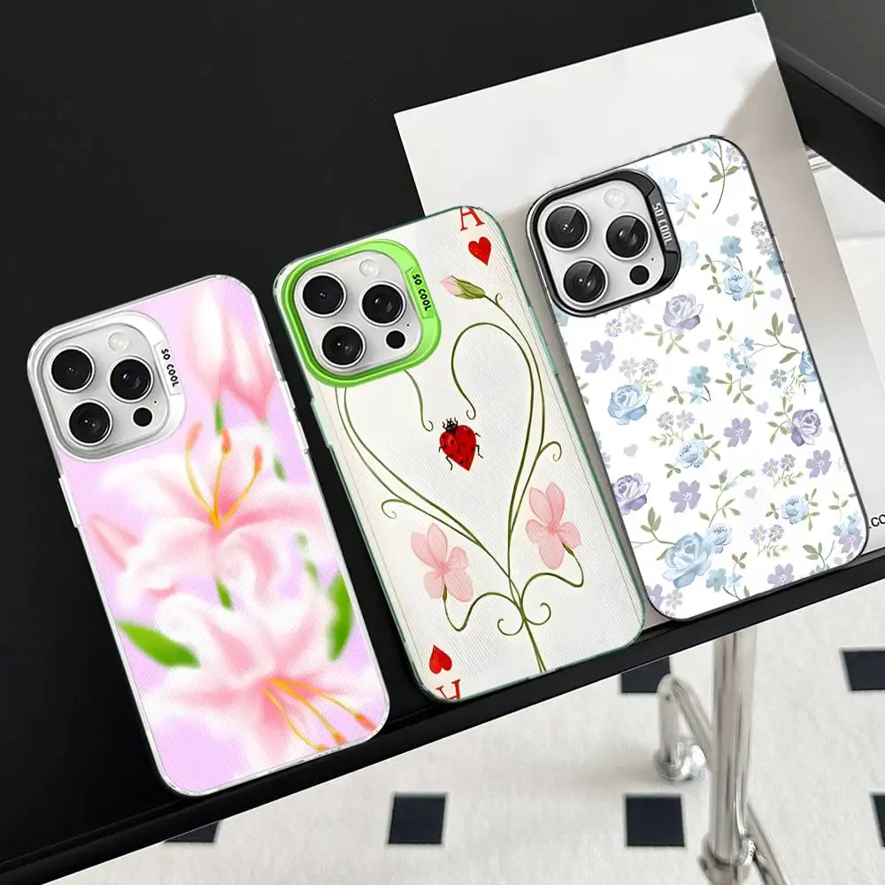Funda para Teléfono Wildflower Orchid Lila para iPhone 17 16 15 14 11 12 13 Pro Max Plus Pro, Color Plateado