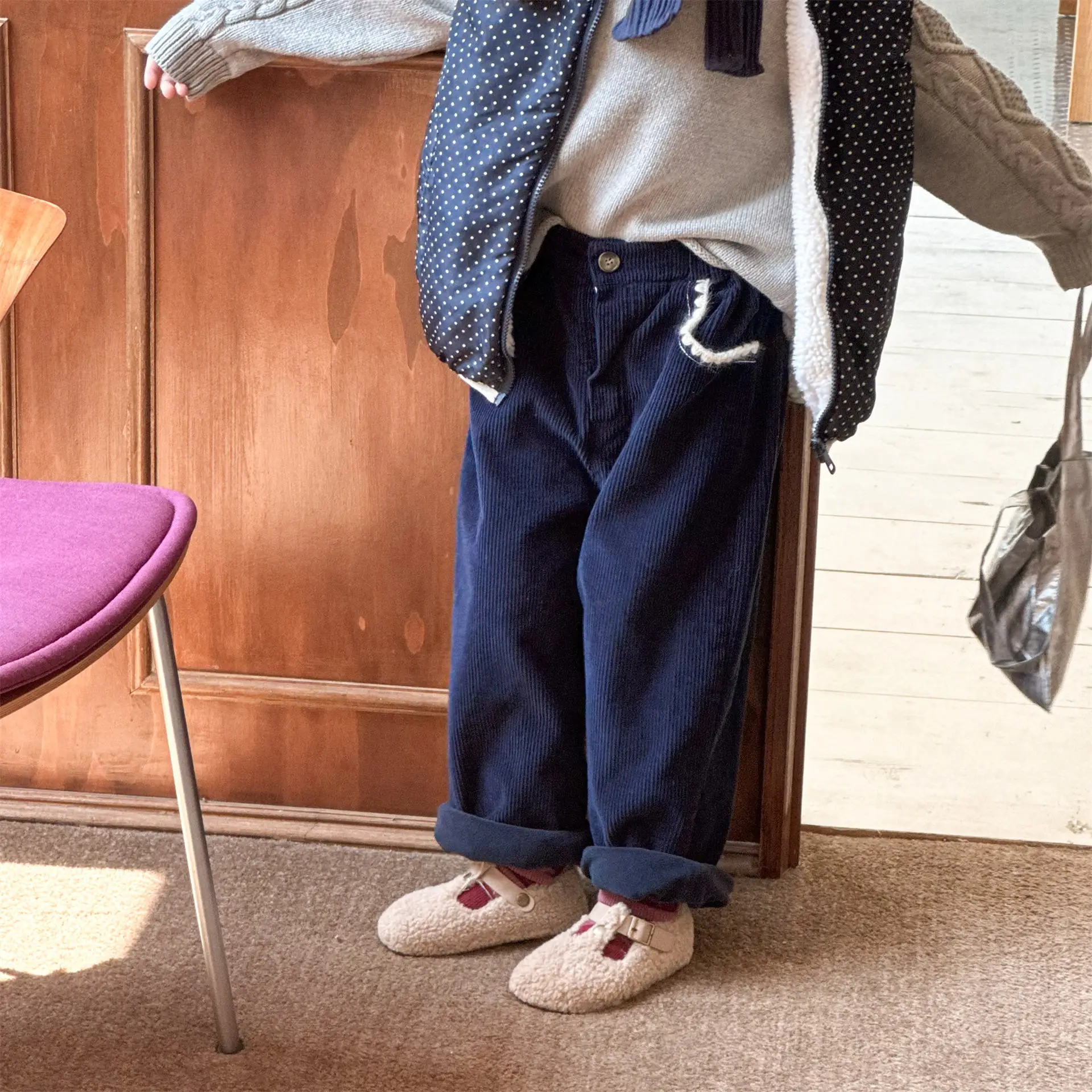 

2025 Winter New Children Fleece Corduroy Pants Boys Girls Casual Pants Baby Plus Velvet Thick Trousers Kids Warm Harem Pants