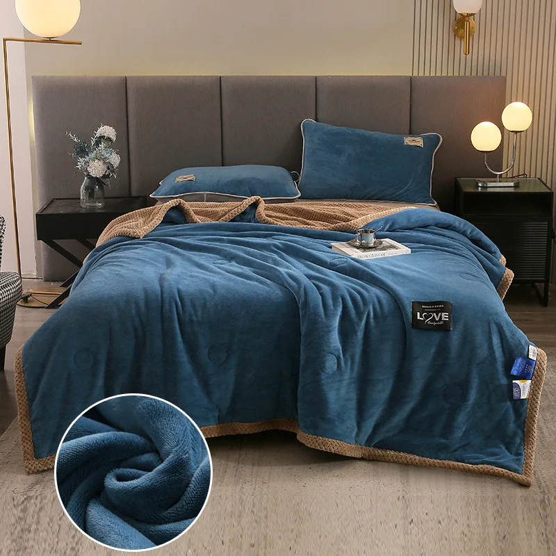 

Thick Three-Layer Flannel Warm Blanket Cover Blanket For Living Room Double-Sided Flannel Sleeping Blanket No Pillowslip