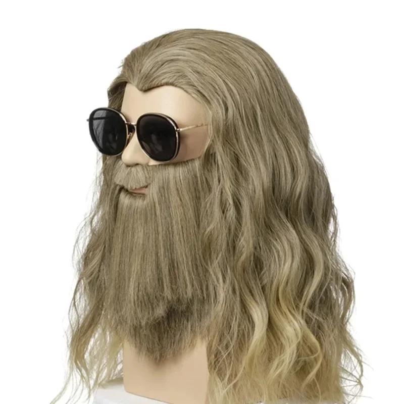 

Sky02 Fat Thor Wig Endgame Cosplay Halloween Party Long Curly Wavy Hair Blonde Hair for Men Male Costume Props Accessories88Ji #