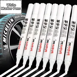 Waterproof White Tire Marker Pen, DIY Graffiti Esboço Papelaria, Wrting Material Escolar, Gel Pen, 0.8mm, 1.0mm, 2.0mm