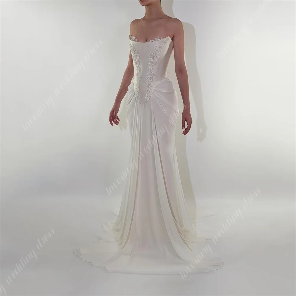 Vestidos de novia de sirena para mujer, Apliques de encaje, vestido de fiesta de boda clásico, corsé de Palacio, vestidos de novia hechos a medida