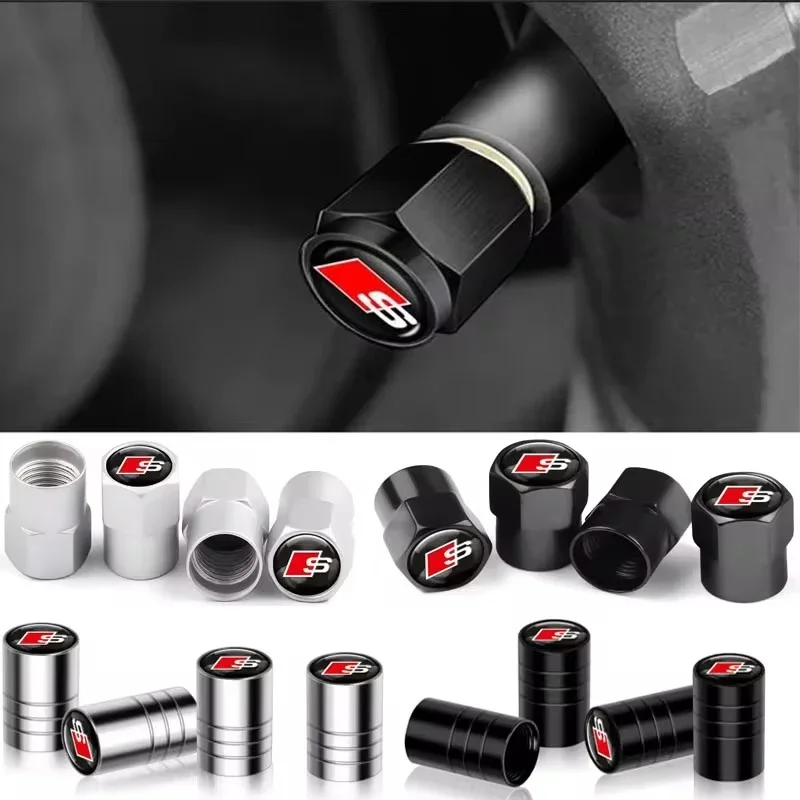 4Pc/set Car Wheel Tire Valve Caps Air Stem For Audi A5 A6 C6 C5 A1 A7 A8 Q2 Q3 S3 A4 B5 B6 A3 8P 8V 8L Rs S Tyre Plug Accessorie