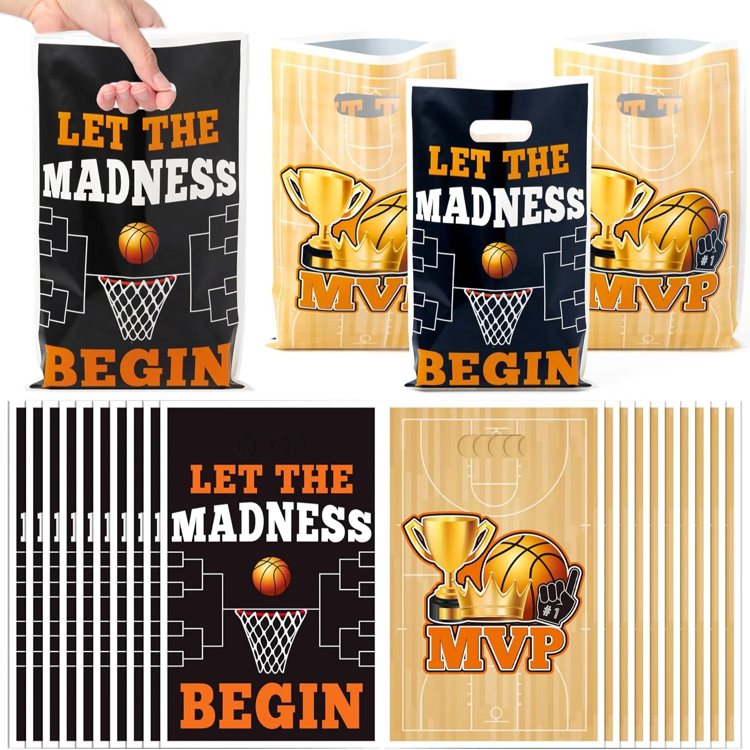 50 Pack Party Gift Bag with Die Cut Handle Plastic Goodie Bag Packing Pouch Return Gift Party Favors for Birthday Gathering