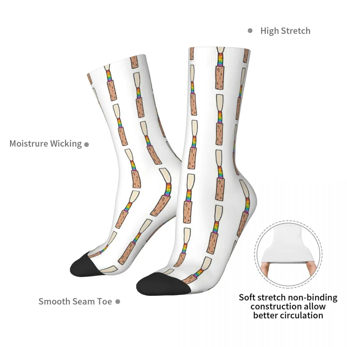 Rainbow Oboe Reed Socks Harajuku Super Soft Stockings All Season Long Socks Accessories for Man's Woman's Gifts