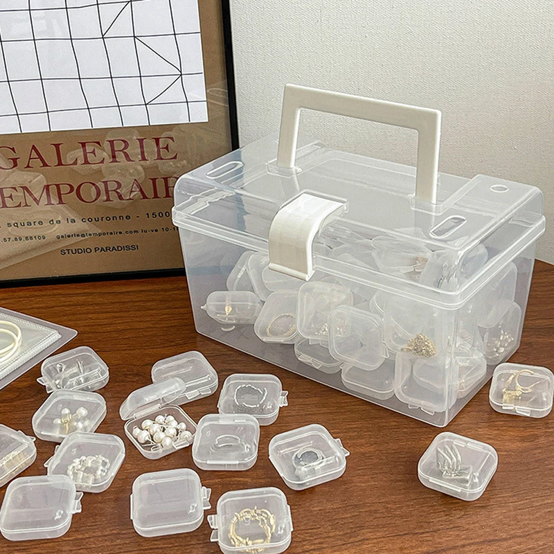 10PCS Mini Storage Box Transparent Square Plastic Box Empty Case with Lid Jewelry Packaging Storage for Tiny Bead Jewelry