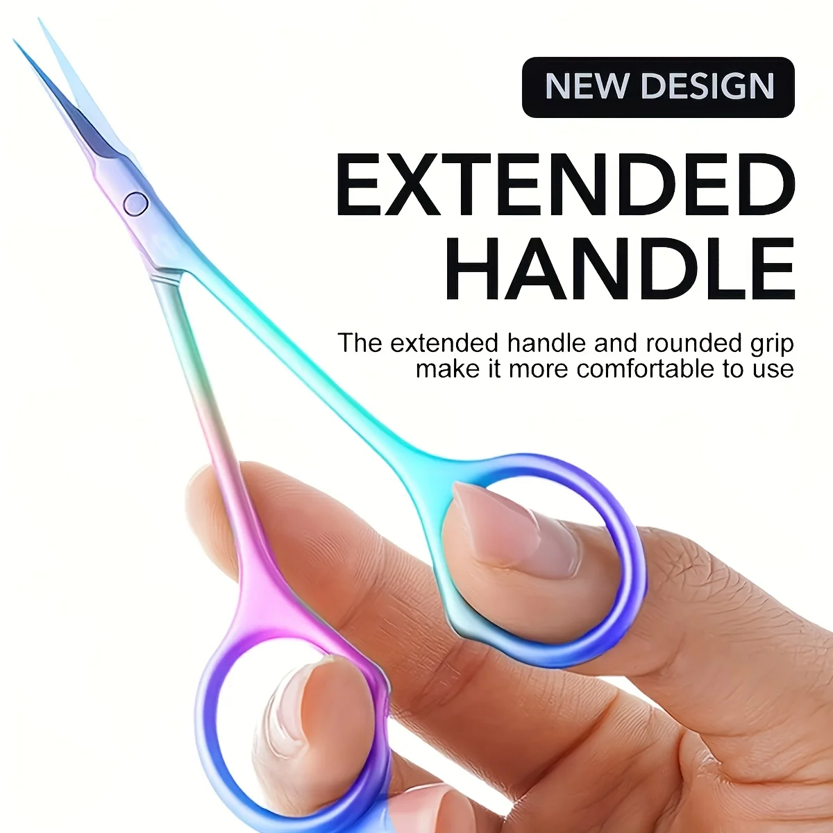 Stainless Steel Cuticle Scissors Precision Curved Tip Nail Trimmer for Dead Light Beige Removal Ergonomic Ambidextrous Design image 2