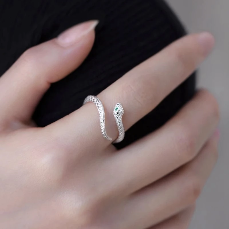 925 Sterling Silver Snake Ring Temperament Fine Animal Shape Ring Birthday Gift For Women\'s Exquisite Fashion Jewelry