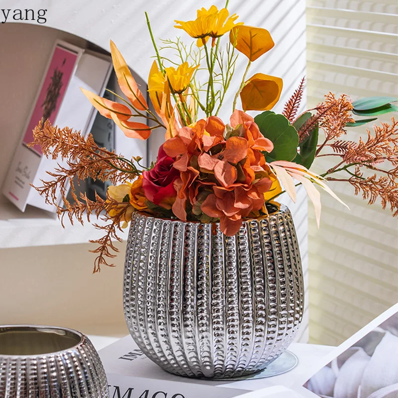 CX light luxury high sense non-porous green plant potted plant living room flower arrangement