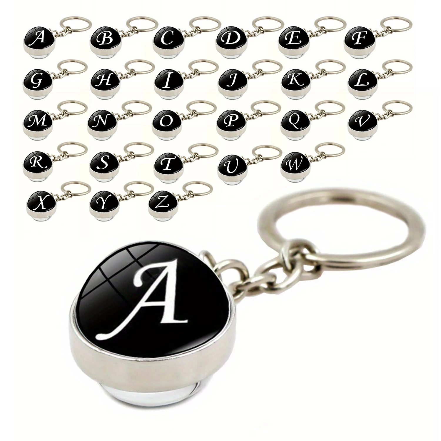 26 englische Buchstaben einfachen Stil Metall anfängliche Charms Anhänger Schlüssel bund Valentinstag Sachen ihn Freunde lieben Set Geschenke