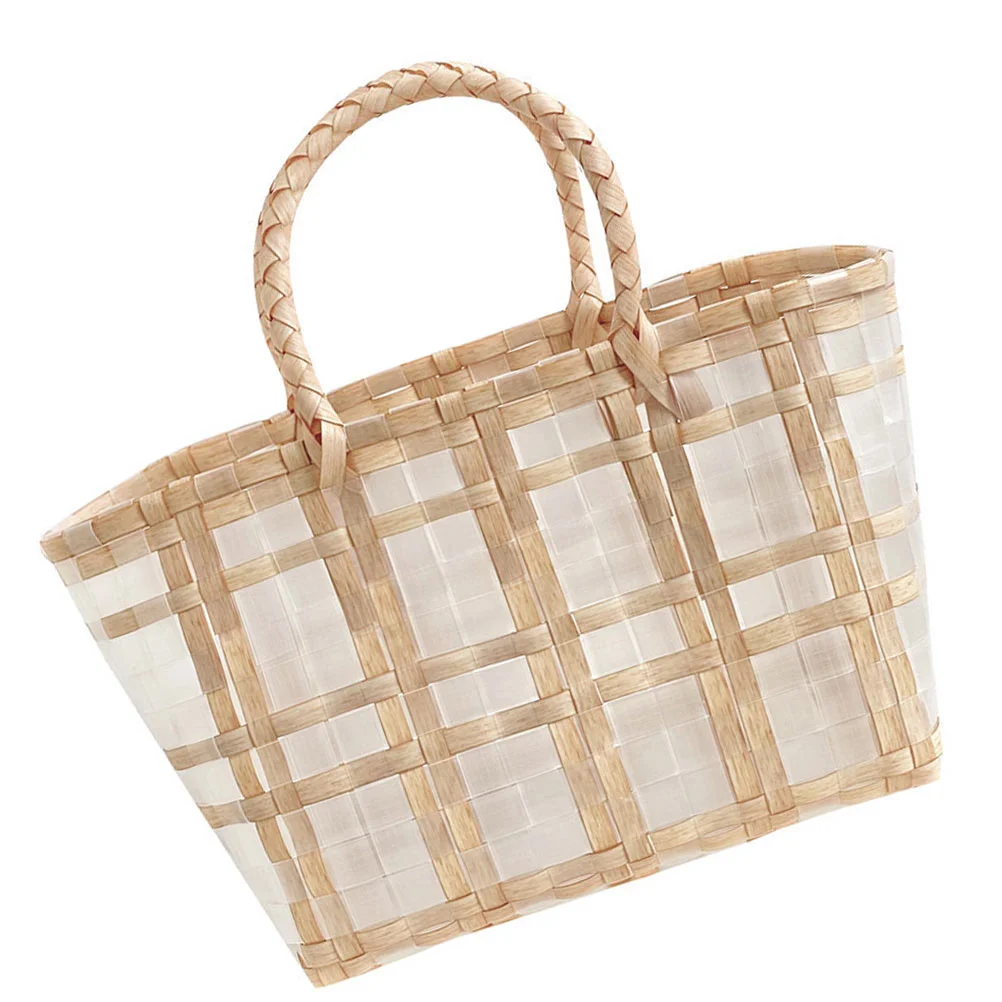 

Plastic Hand Basket Woven Storage Waterproof Portable Vegetable Shopping Beach Bag Thick Material Environmental