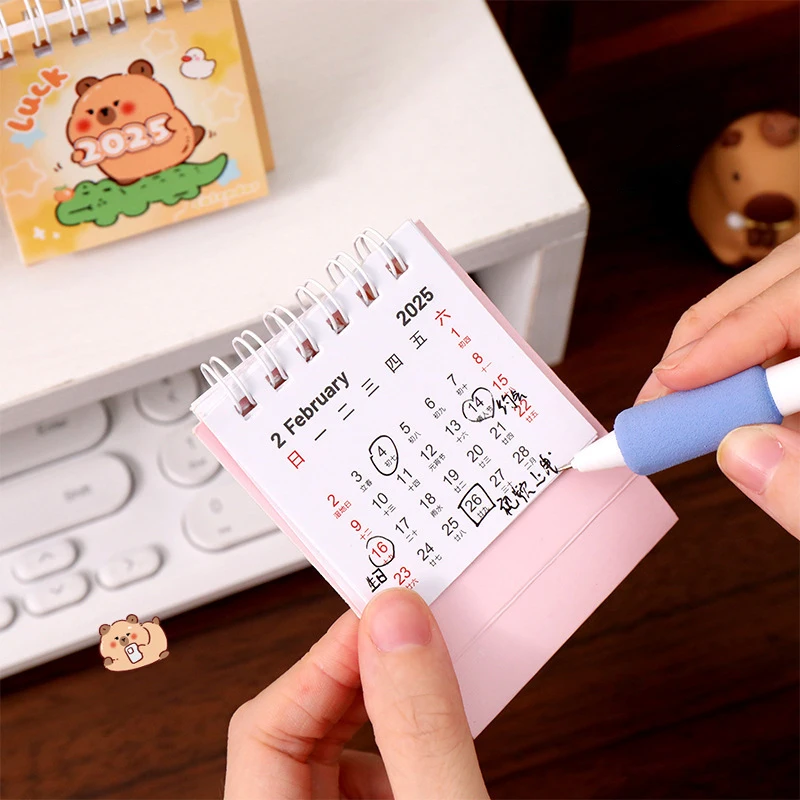 Cute Cartoon Desk Calendar, Creative Office Desktop Calendar, Dual Daily Mini Memo, Learning Planner, Fofo, 2025