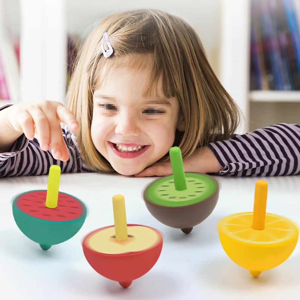 

Mini Wooden Fruit Shape Colorful Spinning Top Children Coordination Development Fun Educational Spin Play Gift