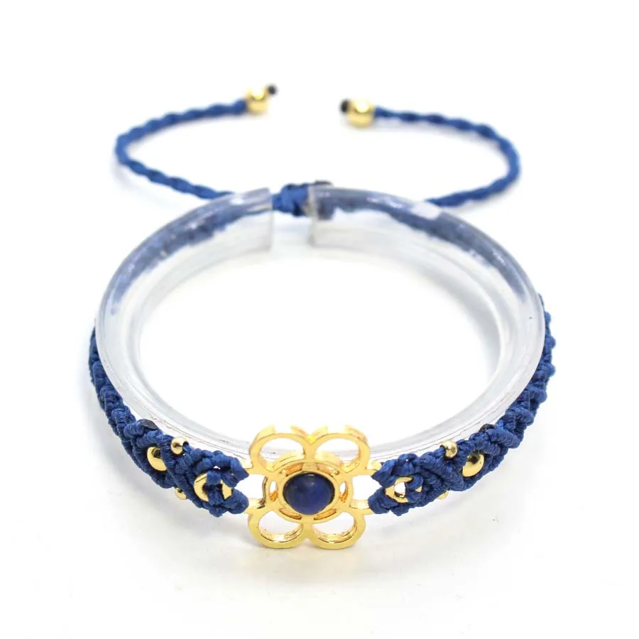 

Handmade Thread Rope Wrapped Braided Macrame Stone Bracelets For Women Girl Jewelry Natural Lapis Lazuli Adjustable Men Bracelet