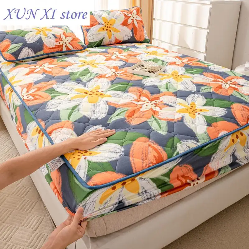 

2023 New Waterproof Mattress Cover Cartoon Style Bed Covers Quilted Fitted Sheet Thickened Bedspread(No Pillowcase)