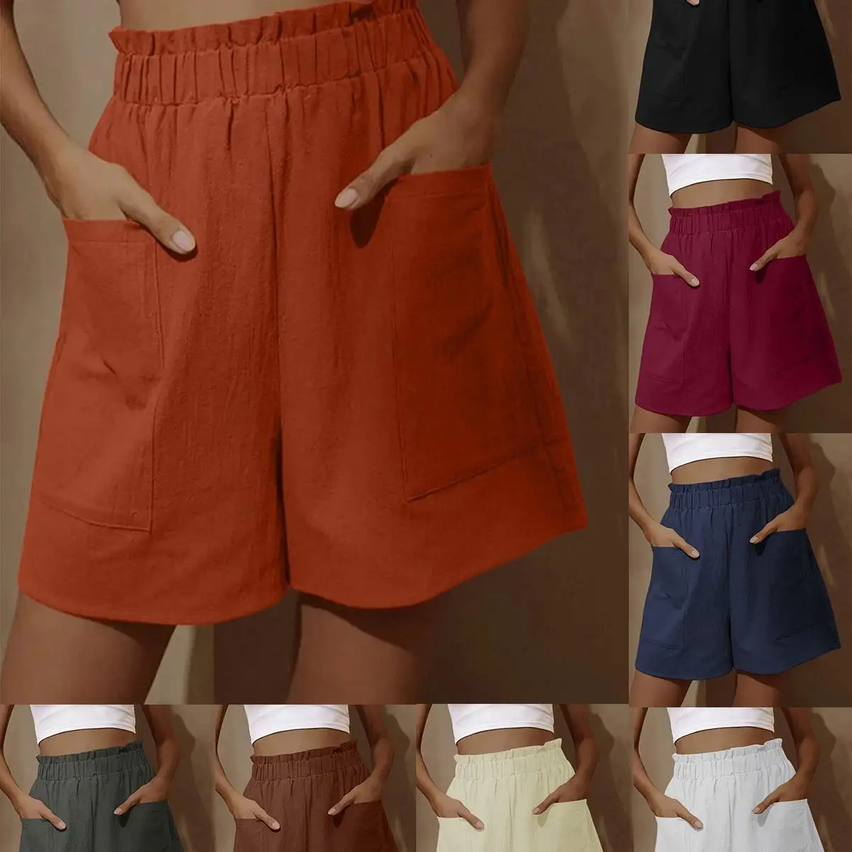 

Хлопковые льняные брюки с высокой талией и цветочным принтом, удобные свободные повседневные брюки для женщин, модный тренд весеннего сезона