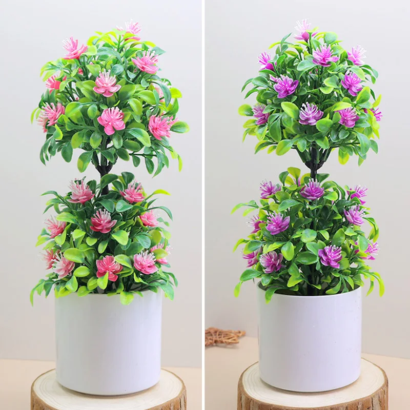 نبات زهرة صناعية مع أصيص نباتات خضراء محاكاة لتزيين طاولة حفل الزفاف والمنزل #1