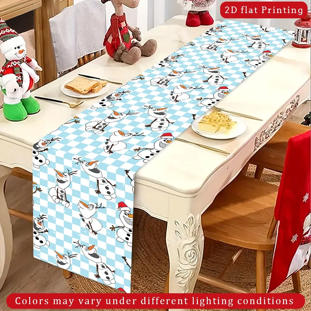 قطعة واحدة من مفرش طاولة طويل بطابع ديزني أولاف، تصميم كرتوني، مثالي لعيد الميلاد وحفلات الزفاف ومطابخ العطلات وديكورات الحفلات