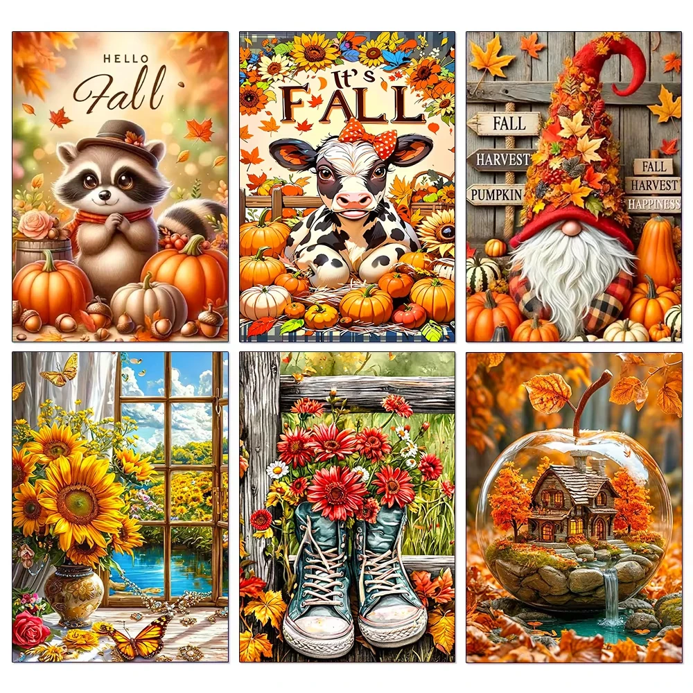Autumn leaf-falling Harvest Scene Jigsaw Puzzles 500/1000/1200/2000PCS Handmade Art Exquisite Home Decor Gift No Frame