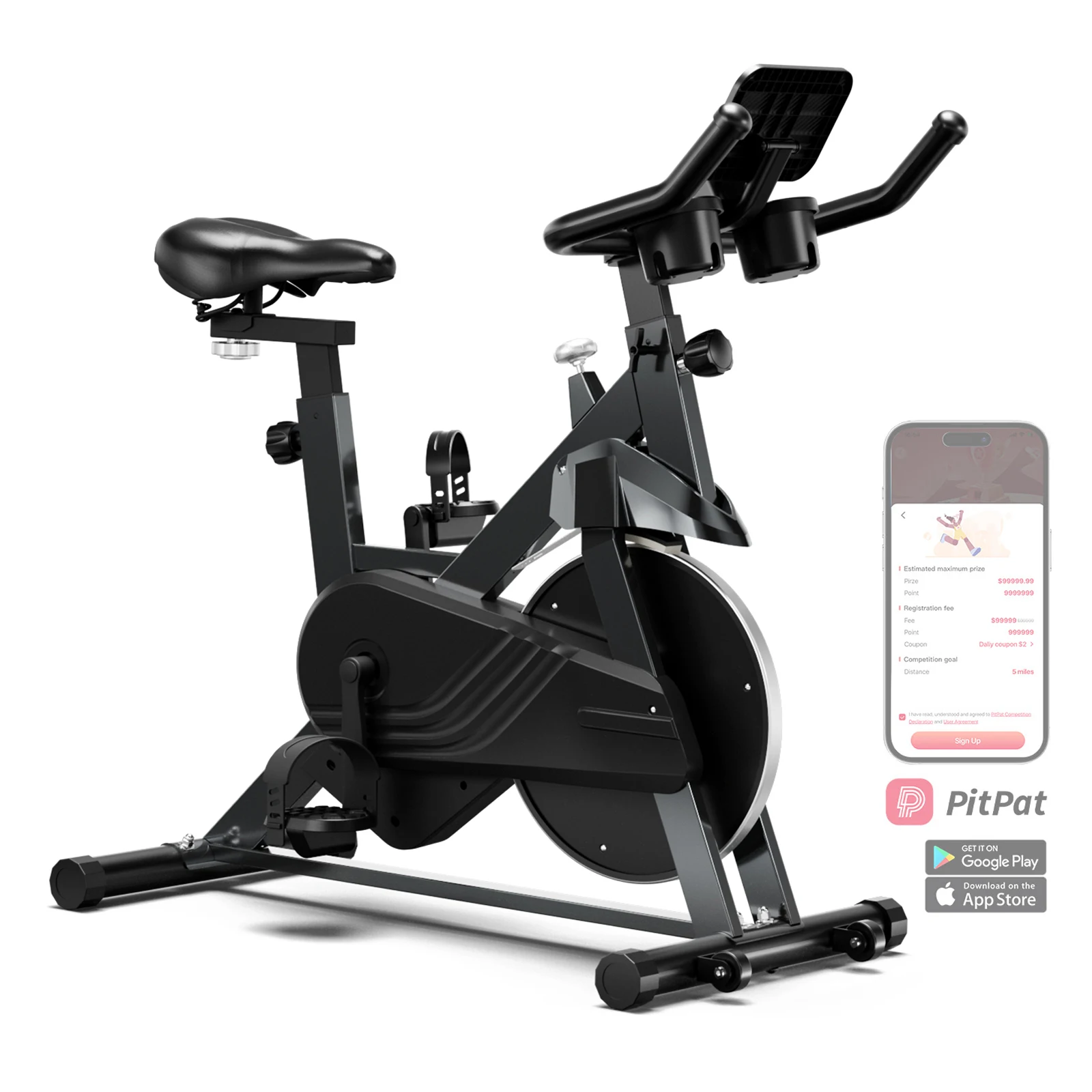 Exercise Bike Home Ergometer Exercise Bike with Adjustable Magnetic Resistance Indoor Bicycle LCD Display 100 kg Load Capacity image 3