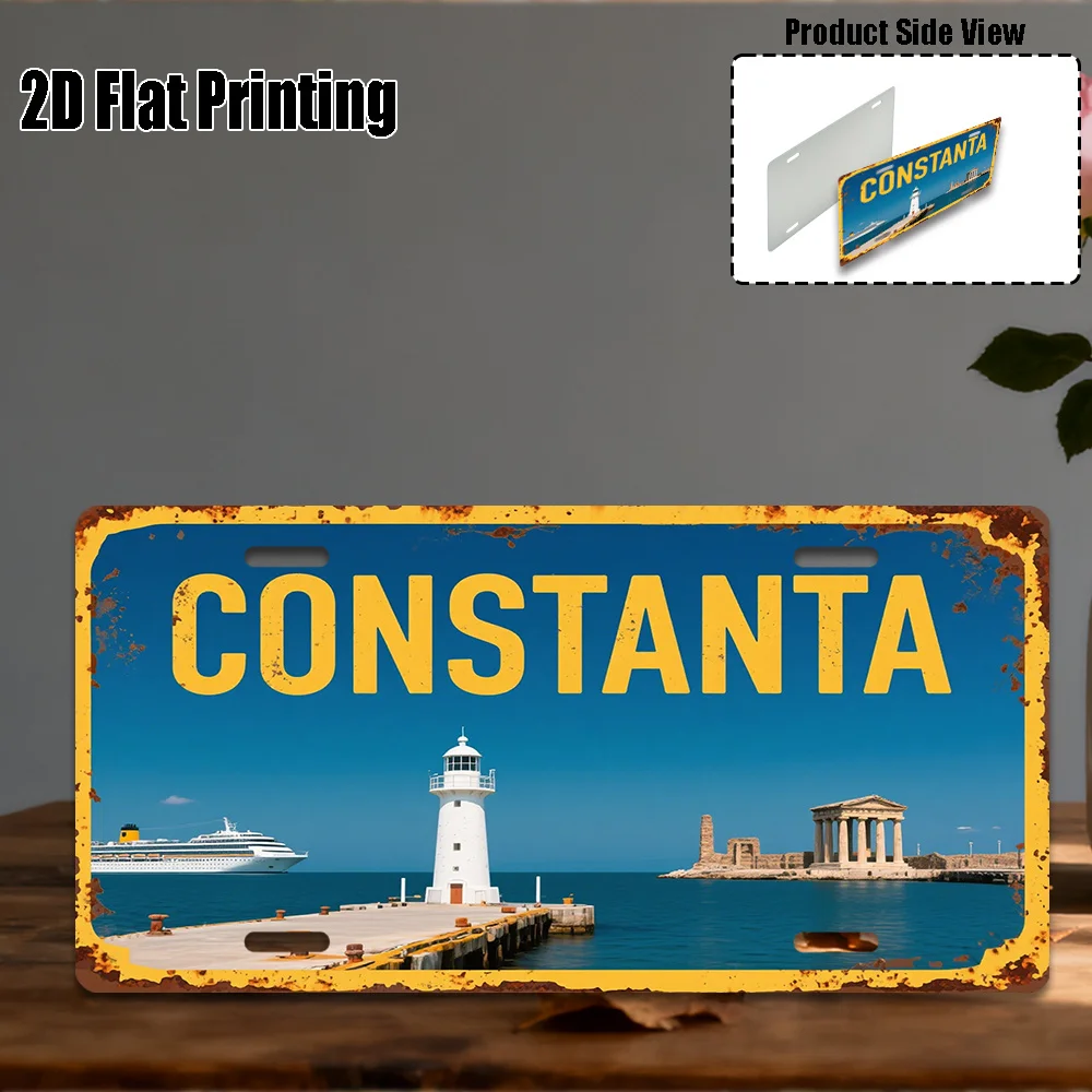 2D Flat,1pc, Vintage Sign, Only for decoration, Yard Signs & Wall Art , Constanta Sign, Romanian Seaside Style Decor