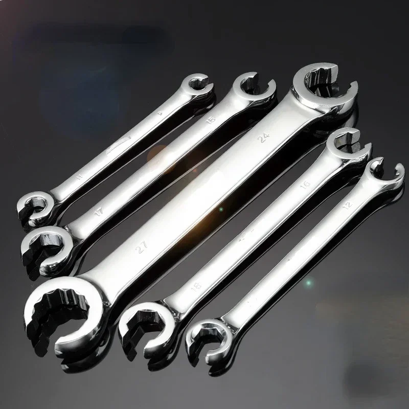 Oil Pipe Flare Nut Wrench Open Ring Double Head Spanner  High Torque Mirror Hand Tool Brake Wrench for Car Repair