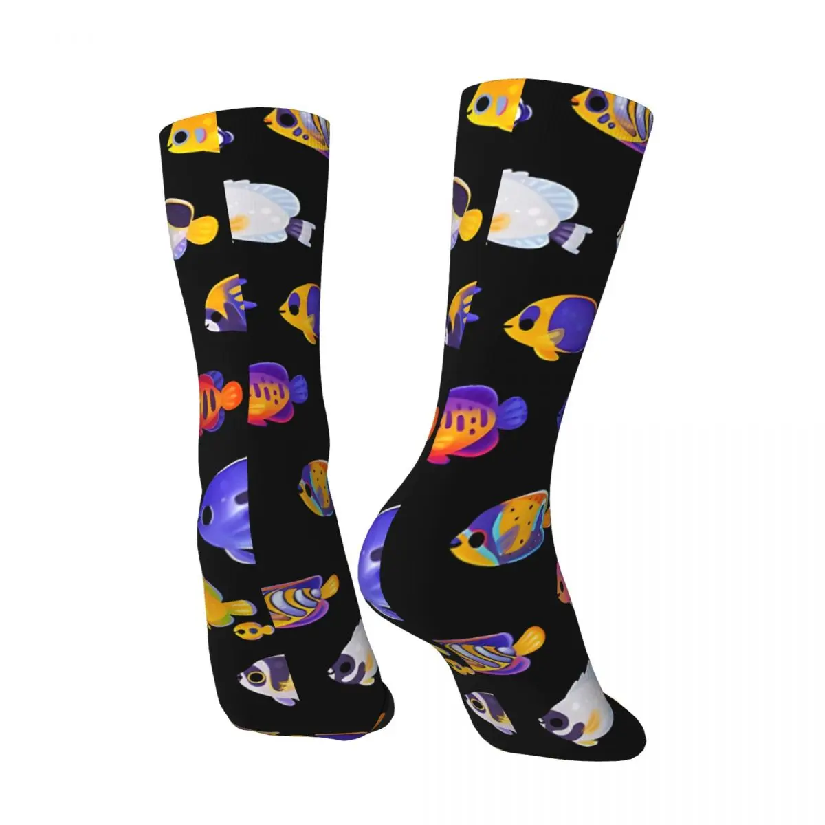 Retro Angelfish! (Marine) - No Next Or Bright Men's compression Socks Unisex Harajuku Pattern Printed Novelty Crew Sock