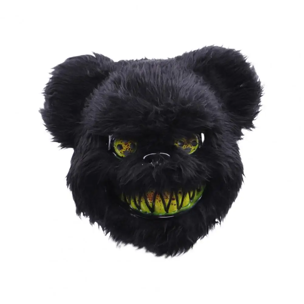 Halloween Party Accessory Halloween Face Cushion with Light-up Furry Prop for Rave Parties Spooky Bear Rabbit Costume Hacker