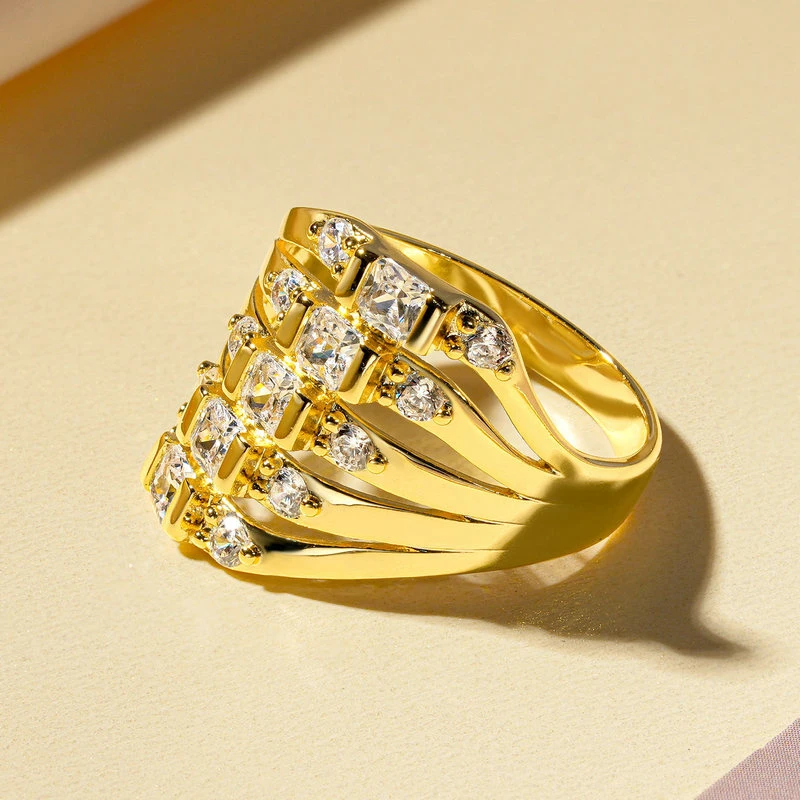 Men's Vintage CZ Simulated Diamond Multiple Rows Ring