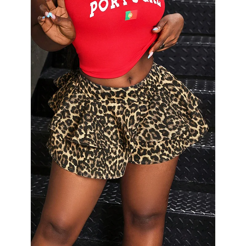 Benuynffy Luipaardprint Gelaagde Zoom Denim Minirokken Dames Zomer 2026 Nieuwe Y2k Streetwear Laagbouw Sexy Jean Shorts Rokken