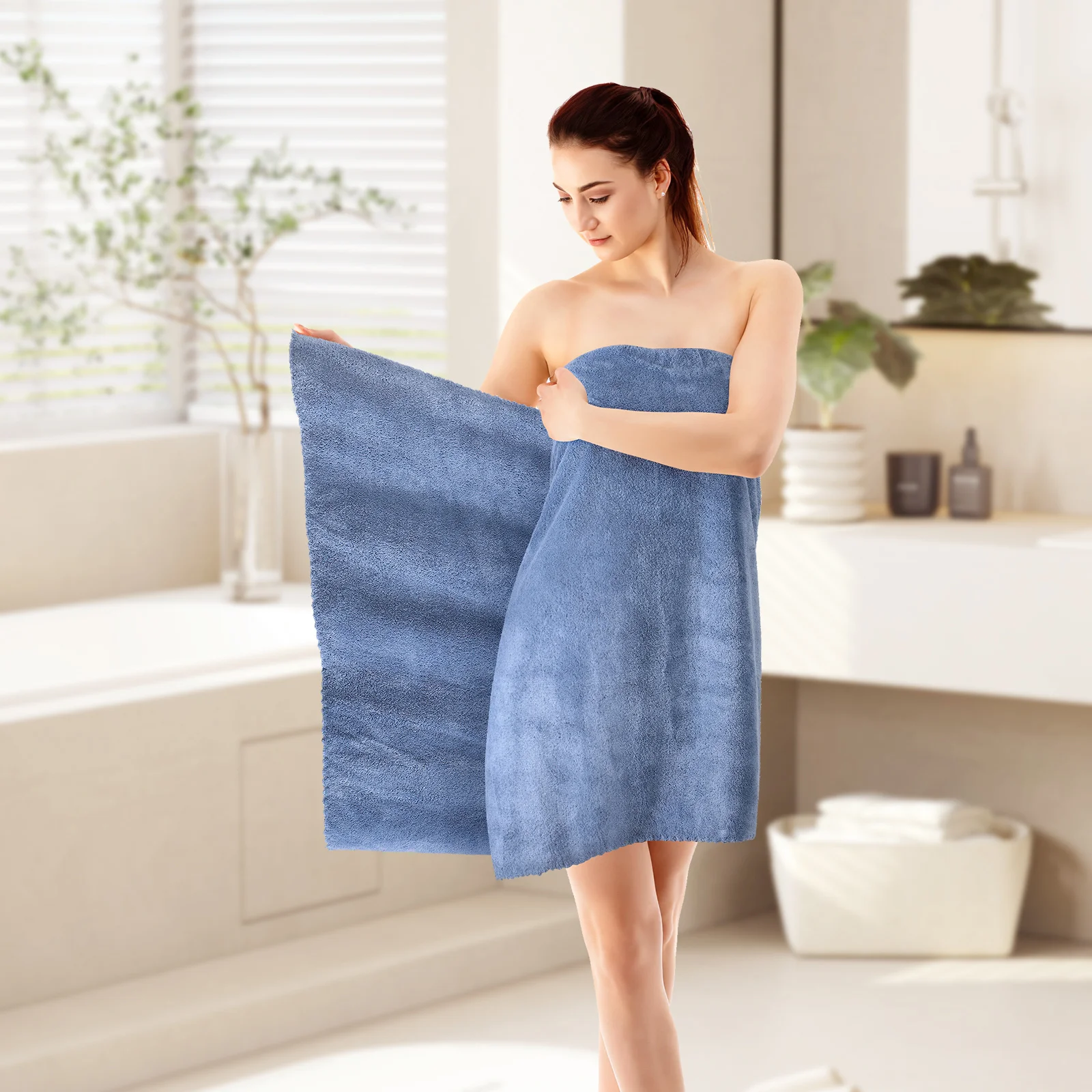 

5Pcs Pure Color Lace Bath Towels Soft Thick Water Absorption Large Towels for Bathroom Home Travel Spa Microfiber Hair Towel