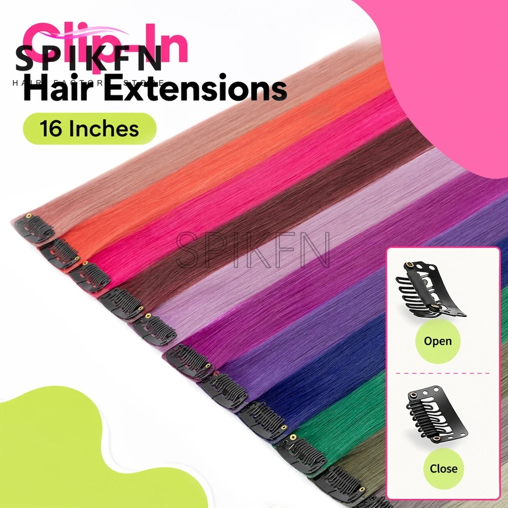 Fancy Color 1 Clip on Hair Piece 16 inches Striaght Pure Color for Outlet Hair Style 1pc Clip Hairpiece